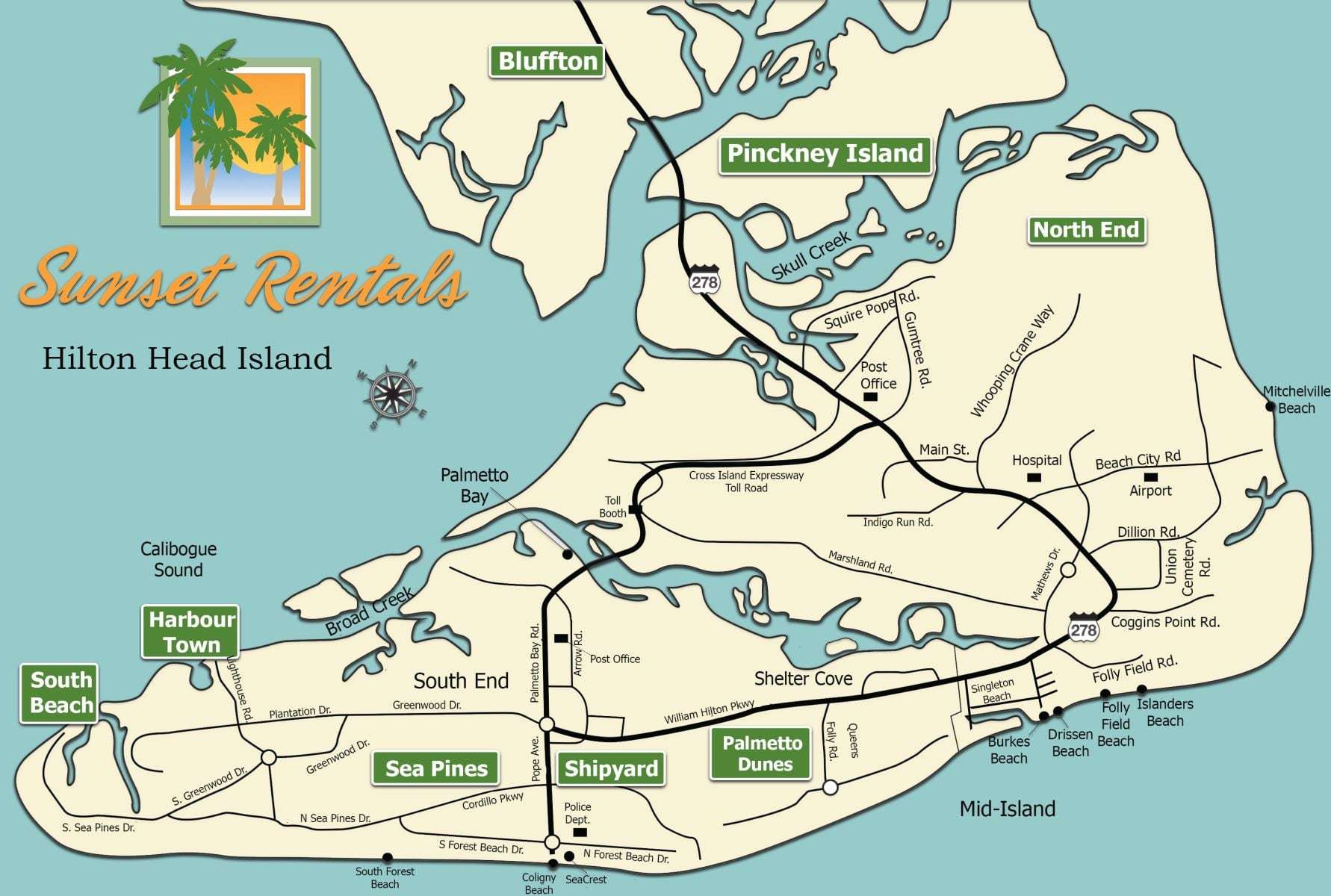 Hilton Head Island Map Hilton Head Maps - Sunset Rentals